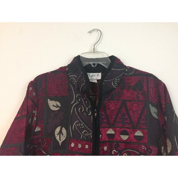 (JL) Y2K Mary McFadden Collection Womens Jacket Size L Tapestry Zip Up Fairycore - Picture 2 of 7